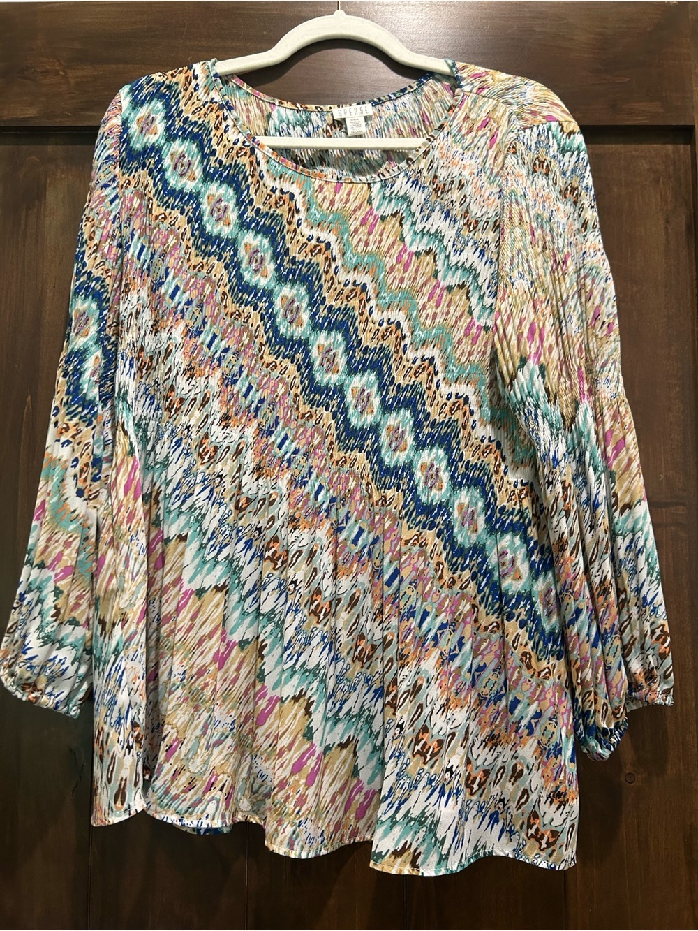 M384 Women's Multi-Color Printed Long Sleeve Top Sz. L